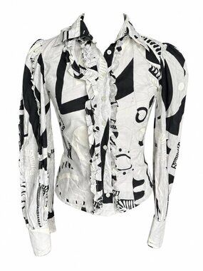 Emilio Pucci vintage ‘90s black and white button down with classic Pucci print